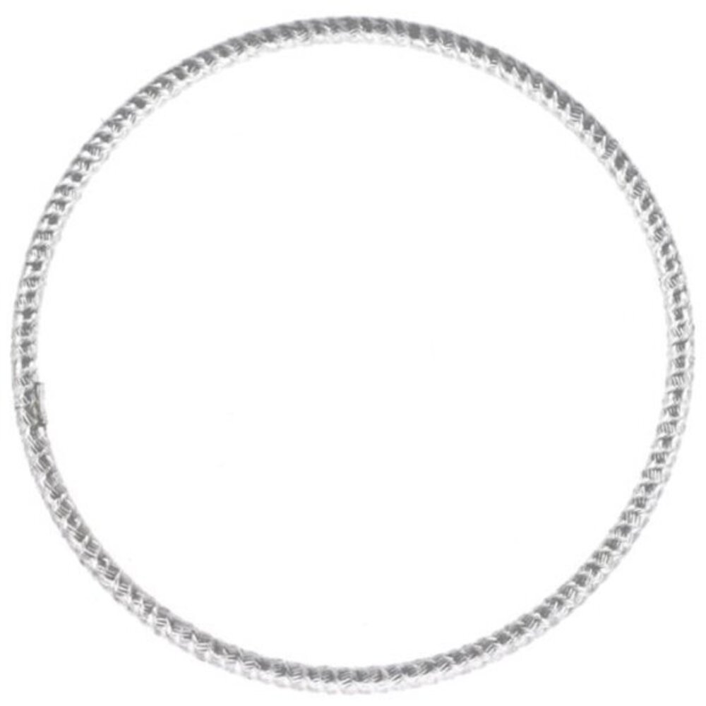 Sterling Silver 2mm Crisscross Italian Diamond-cut Slip-on Bangle Bracelet 7.5"